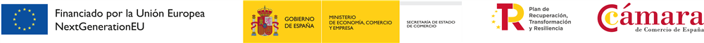 NextGenerationEU, Government of Spain, Recovery Plan and Spanish Chamber of Commerce logos
