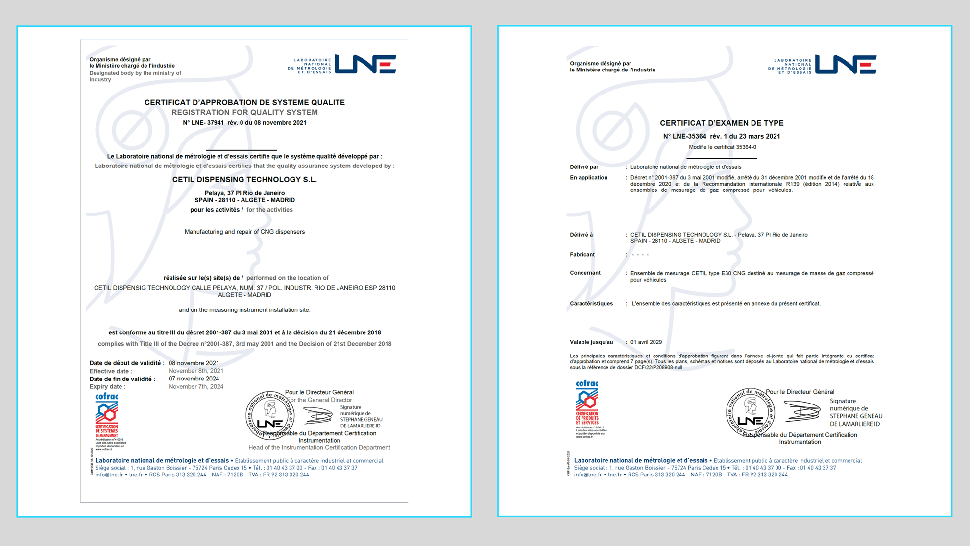 The LNE certifies Cetil